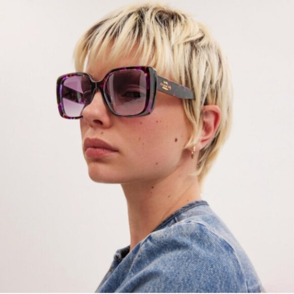 Coach Purple Tortoise Shell Oversized Square Sunglasses - NEW $211 MSRP main image 10
